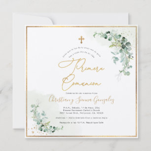 PixDezines H2 Eucalyptus Primera Comunion Invitation