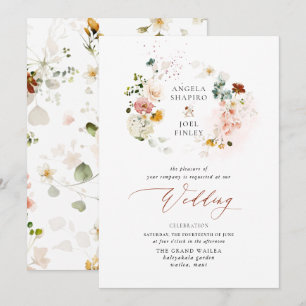 PixDezines H2 Fall Garden Flowers Boho Wedding Inv Invitation