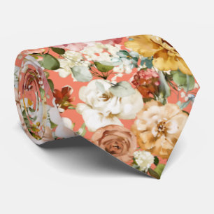 PixDezines H2 Fall Garden Flowers Neck Tie