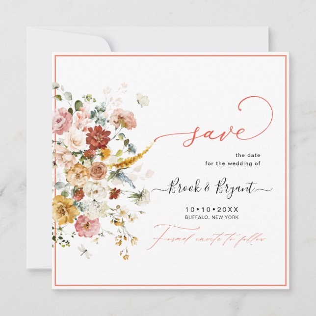 PixDezines H2 Fall Garden Flowers Save The Date (Front)