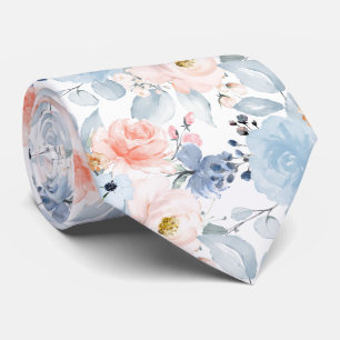 PixDezines H2 Flowers Blush n Dusty Blue Tie