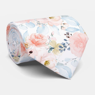 PixDezines H2 Flowers Blush n Dusty Blue Tie
