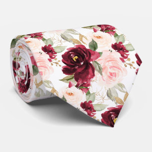 PixDezines H2 Flowers Burgundy Blush Roses Tie