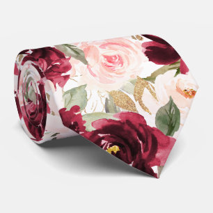 PixDezines H2 Flowers Burgundy Blush Roses Tie