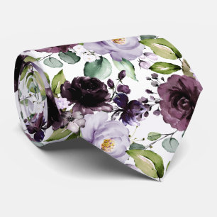 PixDezines H2 Flowers Merlot Lavender Purple Tie