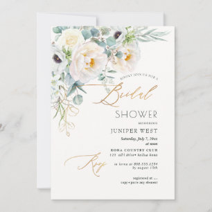 PixDezines H2 Green Gold Eucalyptus Bridal Shower Invitation