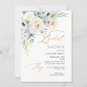 PixDezines H2 Green Gold Eucalyptus Bridal Shower Invitation