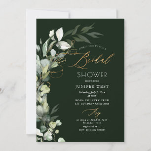 PixDezines H2 Green Gold Eucalyptus Bridal Shower Invitation
