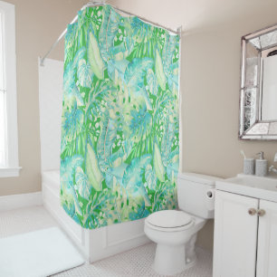 PixDezines H2 Hawaiian Jungle Greenery Shower Curtain
