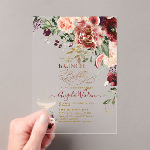PixDezines H2 Marsala Red Autumn Brunch & Bubbly Acrylic Invitations