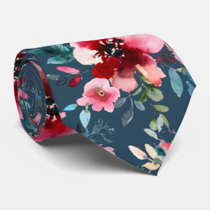 PixDezines H2 Mid Summer Flowers Burgundy Slate Tie