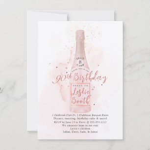 PixDezines H2 Pink Champagne 90 Birthday Invitation