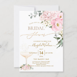 PixDezines H2 Pink Hydrangea Roses Bridal Shower Invitation