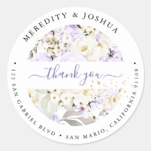 PixDezines H2 Purple Hydrangea Cream Roses  Classic Round Sticker