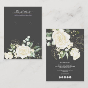 PixDezines H2 Roses Cream Earrings Display Business Card