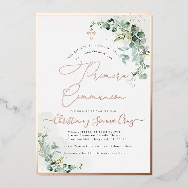 PixDezines H2 Rustic Eucalyptus Primera Communion  (Front)