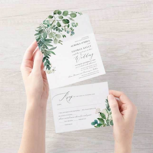PixDezines H2 Rustic Greenery Gum Eucalyptus All In One Invitation (Tearaway)
