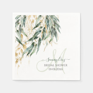 PixDezines H2 Rustic Willow Eucalyptus Monogram Napkin