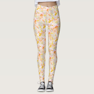 PixDezines H2 Spring Flowers Blush Mustard Leggings