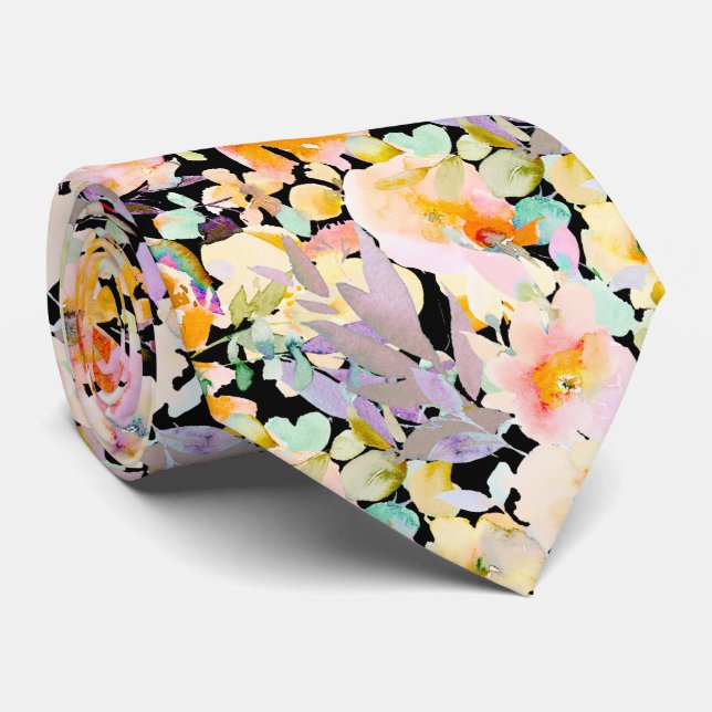 PixDezines H2 Spring Flowers Blush Mustard Tie (Rolled)