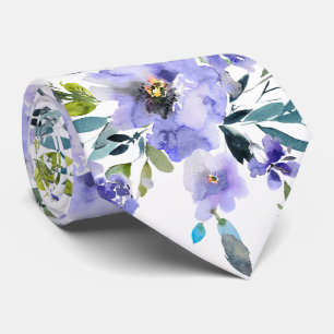 PixDezines H2 Spring Flowers Lavender Purple Roses Tie