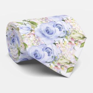 PixDezines H2 Summer Blue Hyacinth Roses Hydrangea Tie