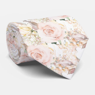 PixDezines H2 Summer Blush Cream Roses Hydrangea Tie