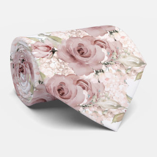 PixDezines H2 Summer Dusty Rose Roses Hydrangea Tie