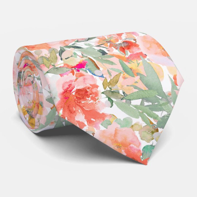PixDezines H2 Summer Flowers Bright Hues Tie (Rolled)