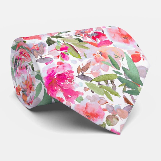 PixDezines H2 Summer Flowers Bright Hues Tie (Rolled)
