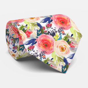 PixDezines H2 Summer Flowers Raspberry Pink Tie