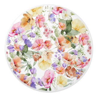 PixDezines H2 Summer Garden Flowers DIY color Ceramic Knob