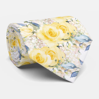 PixDezines H2 Summer Yellow Roses Crm Hydrangea Tie