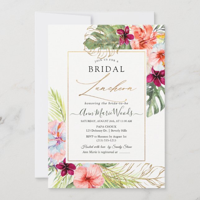 PixDezines H2 Tropical Paradise Bridal Luncheon Invitation (Front)