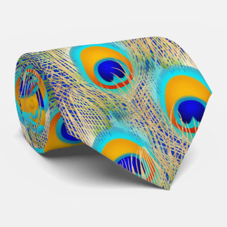 PixDezines Handdrawn Vector Peacock/Cobalt Blue Tie