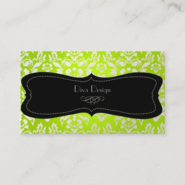 PixDezines Haute Coutour Damask, Faux Pearl Business Card (Front)