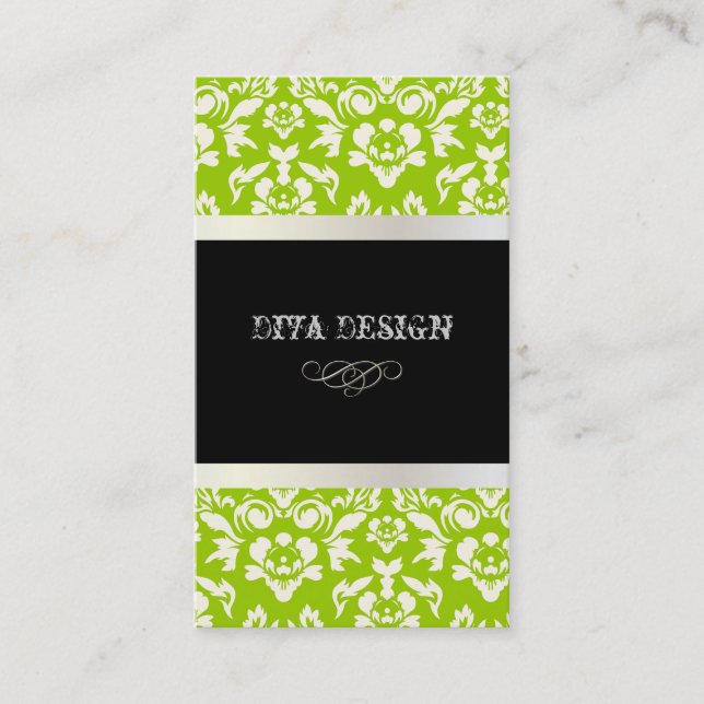 PixDezines Haute Coutour Damask, Faux Pearl Business Card (Front)