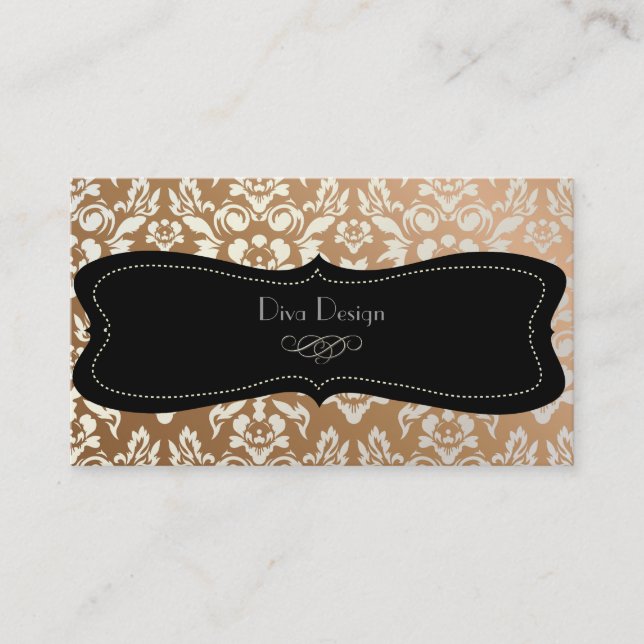 PixDezines Haute Coutour Damask, Faux Pearl Business Card (Front)