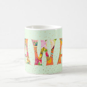 PixDezines Hawaii Pineapple Collage Watercolor Coffee Mug