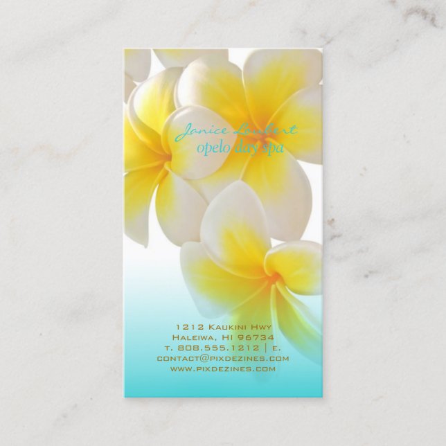 PixDezines Hawaii Plumeria Business Card (Front)