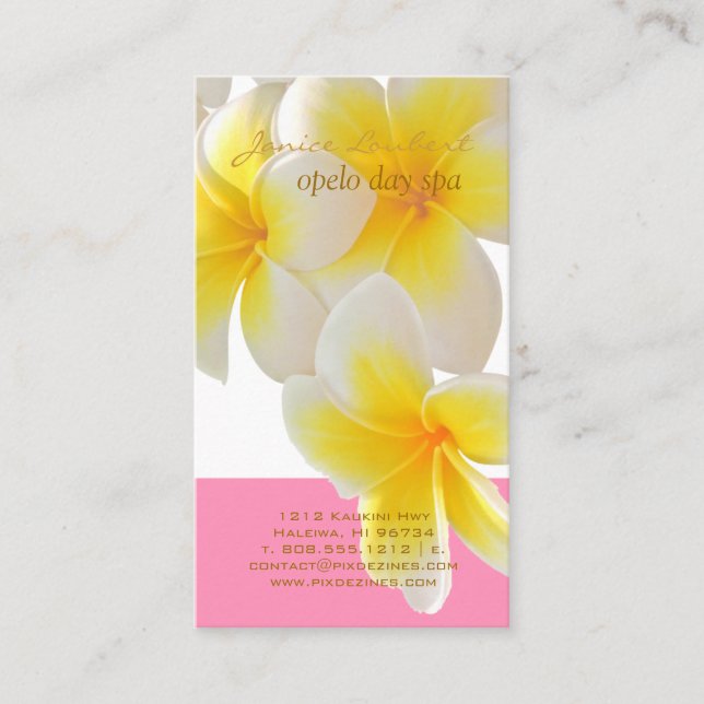 PixDezines Hawaii Plumeria Business Card (Front)