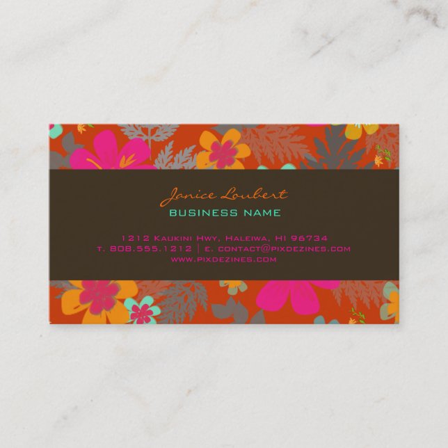 PixDezines Hawaiian Jungle/Custom Background colou Business Card (Front)