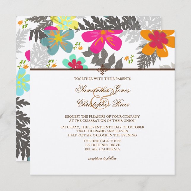 PixDezines Hawaiian Jungle/DIY Colour/Felt Ecru Invitation (Front/Back)