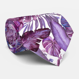PixDezines Hawaiian Jungle Merlot Purple Foliage Tie