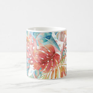 PixDezines Hawaiian Jungle Teal Rust Foliage Coffee Mug