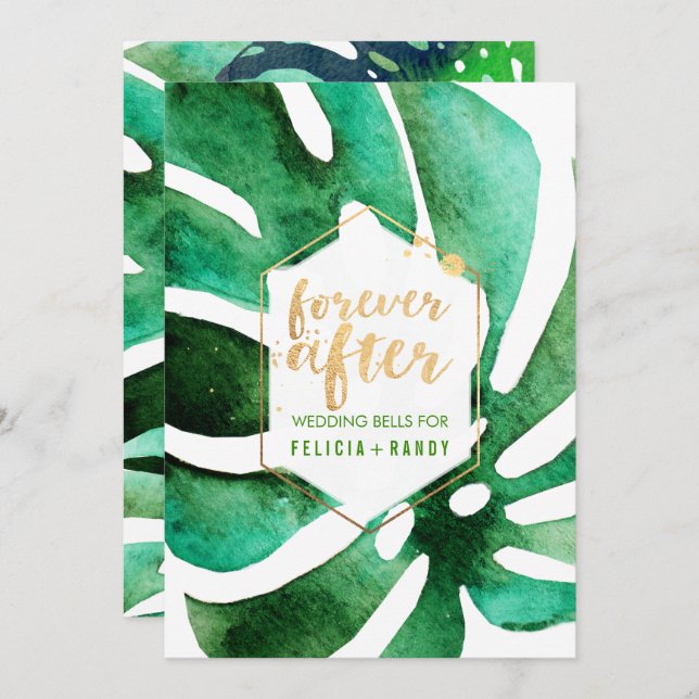 PixDezines Hawaiian Monstera/DIY Background colour Invitation (Front/Back)