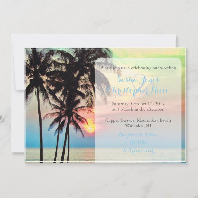 PixDezines hawaiian sunset beach/fantasy Invitation (Back)