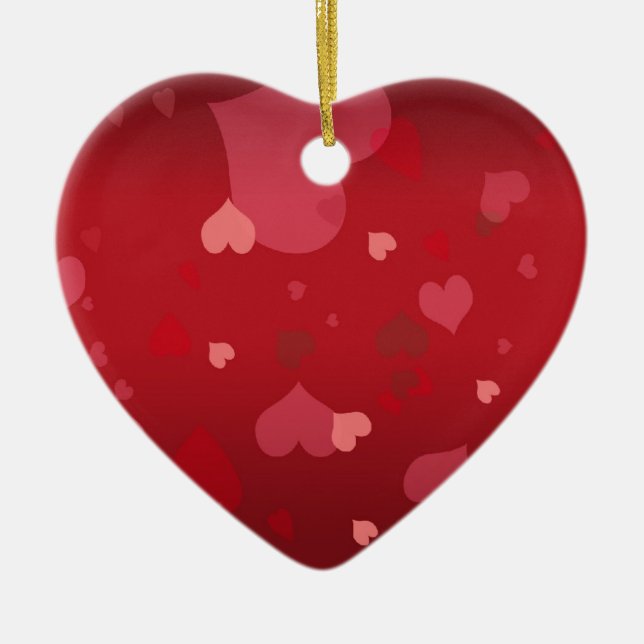 PixDezines Hearts Ceramic Tree Decoration (Front)