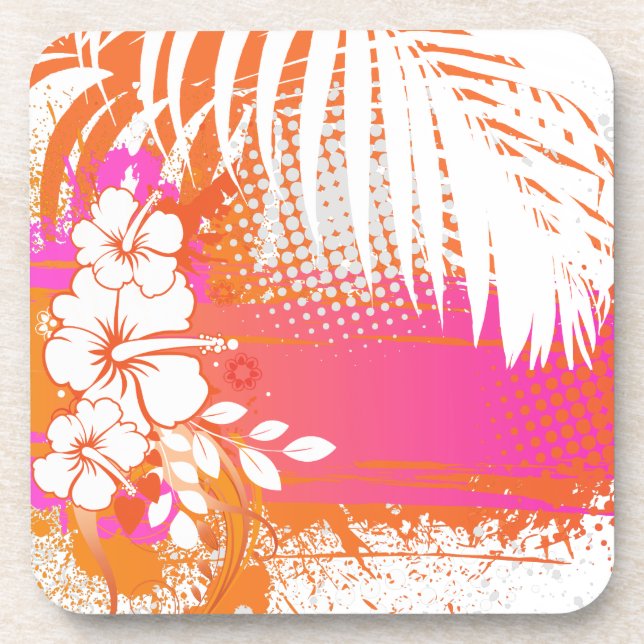 PixDezines hibiscus/DIY background colour Coaster (Front)