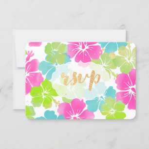 PixDezines hibiscus/floral/rsvp RSVP Card